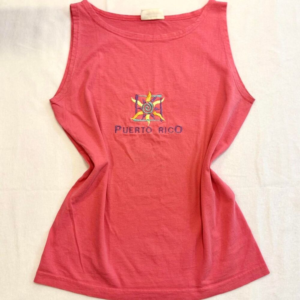 90s vintage puerto rico j america embroidered sun tank top
